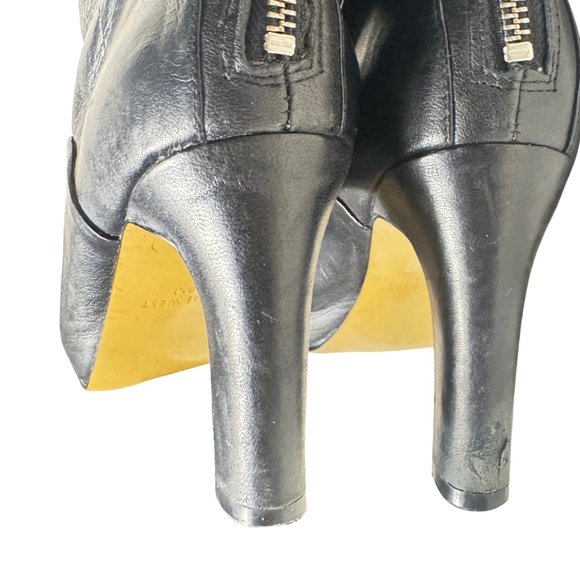 Nine West Black Leather Knee-High Heeled Boots Size 9M - Picture 5 of 15